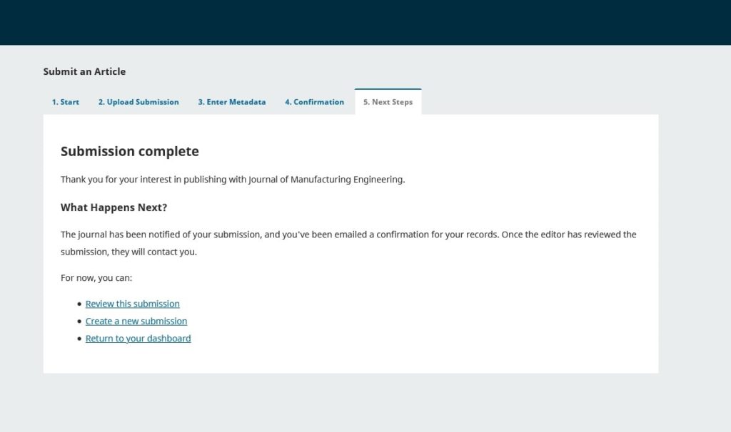 OJS Article Submission Complete