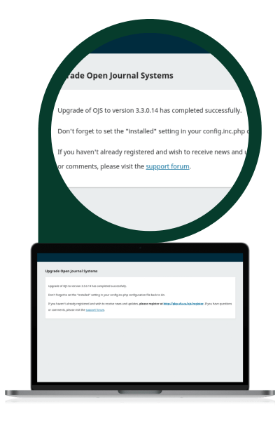 OJS Upgrade to version 3.3.0.14 has completed successully OJS Upgrade to version 3.3.0.14 has completed successully