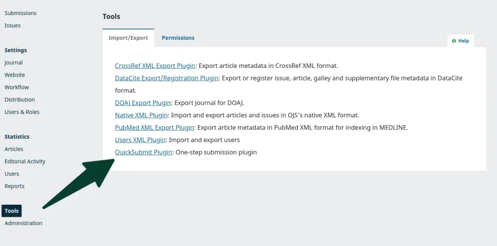 Source: OJS Dashboard (Steps 2 to access Quick Submit Plugin)