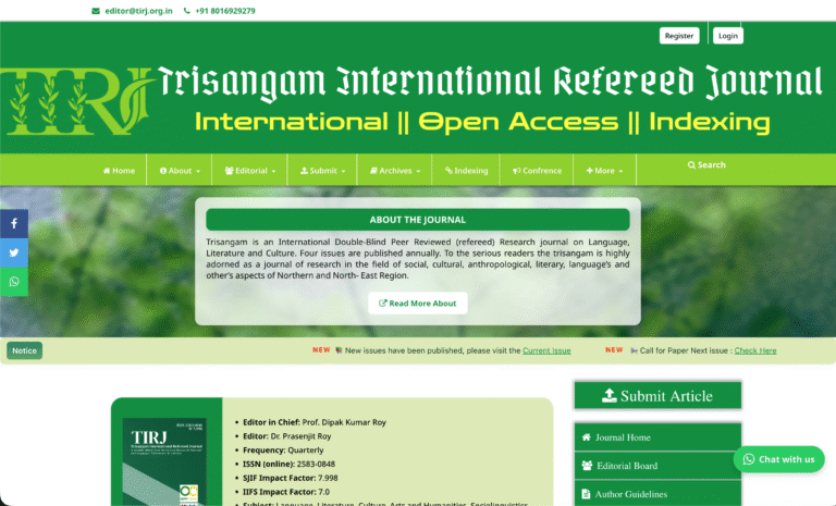 Trisangam International Refereed Journal 3 TIRJ Multi-disciplinary Journal - OJS Design